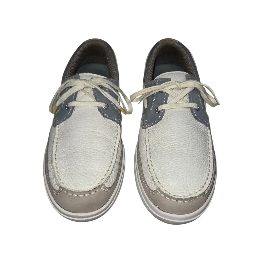 Margaritaville Anguilla‎ Mens 11 Boat Shoes Gray White Leather Loafers